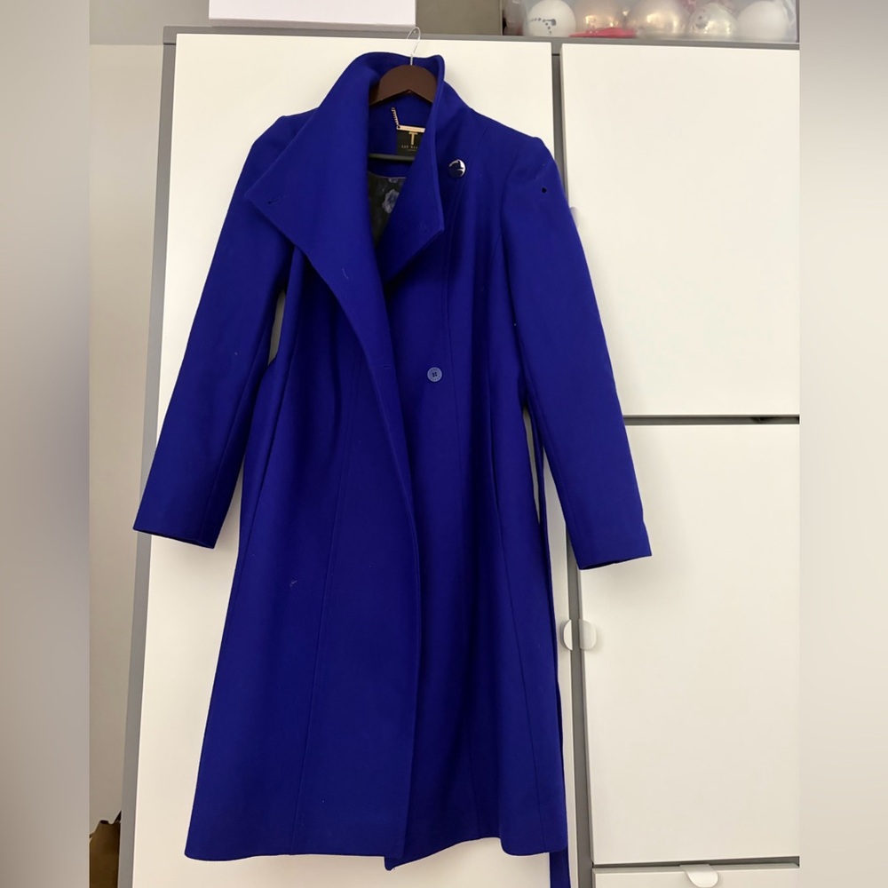 Ted Baker London Royal Blue Long Trench Coat